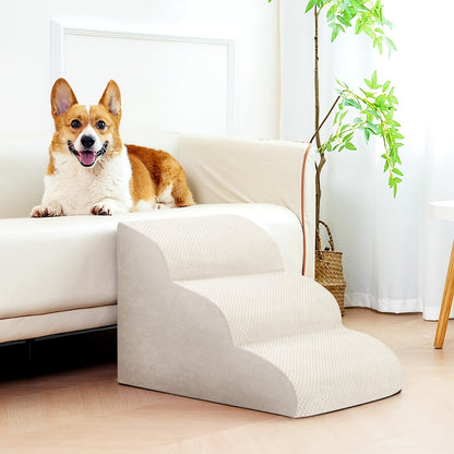 Escalier pour chien en mousse à mémoire de forme, 2, 3 ou 4 marches avec base antidérapante et housse lavable – Marches de soutien pour canapé et lit, idéal pour chiens âgés et chiots, plusieurs couleurs disponibles