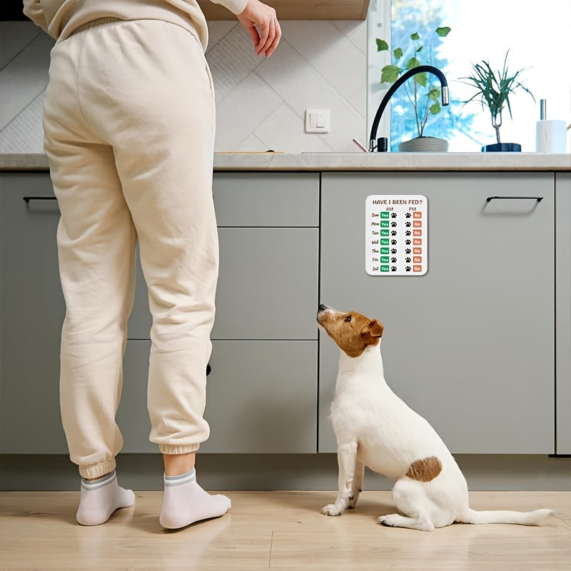 Panneau de rappel pour le nourrissage des animaux avec curseur – Tableau de suivi quotidien matin et soir pour chiens et chats, fixation adhésive pour mur et réfrigérateur, calendrier de nourrissage mignon pour foyers multi-animaux