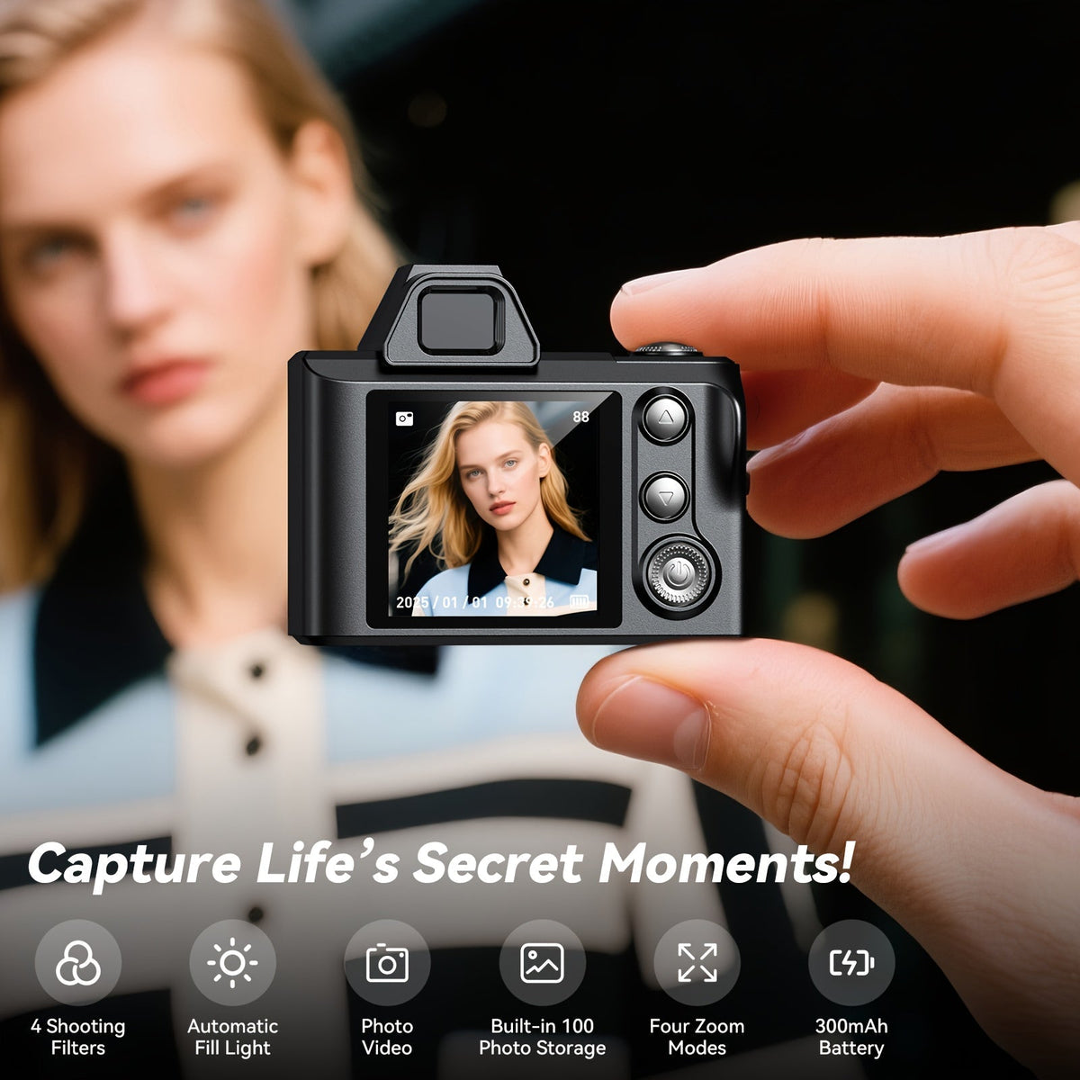 Mini caméra porte-clés 1080P HD 2MP avec carte mémoire 64 Go – Caméscope compact et portable de la taille d'un pouce, micro caméra de poche, cadeau idéal pour petite amie, petit ami, voyageurs et enfants
