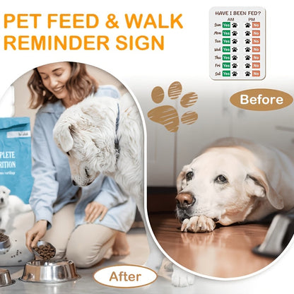 Panneau de rappel pour le nourrissage des animaux avec curseur – Tableau de suivi quotidien matin et soir pour chiens et chats, fixation adhésive pour mur et réfrigérateur, calendrier de nourrissage mignon pour foyers multi-animaux