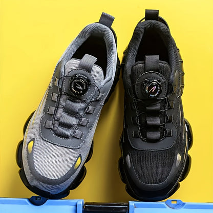 Chaussures de travail respirantes pour hommes – Chaussures de sécurité durables avec bandes réfléchissantes, semelle légère et amortissante pour l'industrie, la construction et un usage quotidien, disponibles en noir et gris, tailles US 6 à 11