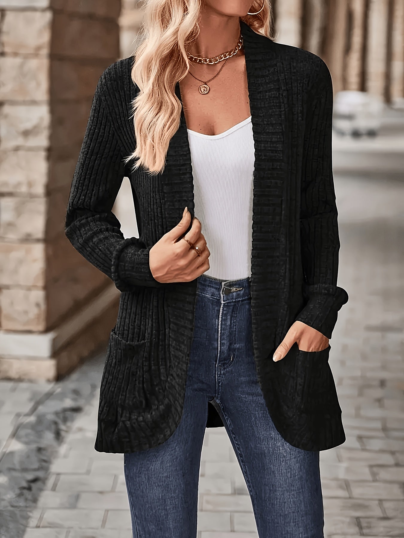 Women's Loose Casual Long Sleeve Blouse Solid Color Pocket Splicing Relaxed Fit Top 10 Colors S-XXL Spring Fall Everyday Wear