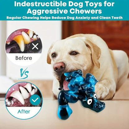 Jouet à mâcher indestructible en forme de crocodile pour chien – Jouet couineur durable en nylon et caoutchouc pour mâcheurs agressifs de 9 à 45 kg, saveur lait, texture à picots pour le nettoyage des dents, pour chiens de grande, moyenne et petite taille