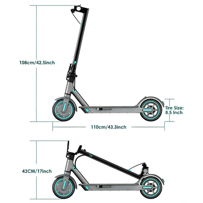Trottinette électrique pliable pour adultes, moteur 350 W, pneus pleins de 8,5 pouces, autonomie de 25-32 km, double système de freinage et écran LED – Trottinette électrique légère pour trajets quotidiens