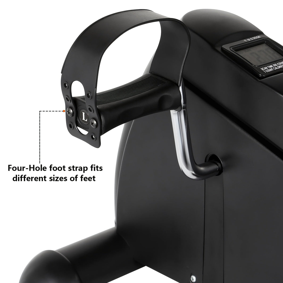 Pédalier d'appartement sous bureau avec écran LCD – Mini vélo pour exercices des bras et des jambes, appareil de sport à faible impact avec résistance réglable pour bureau à domicile, noir