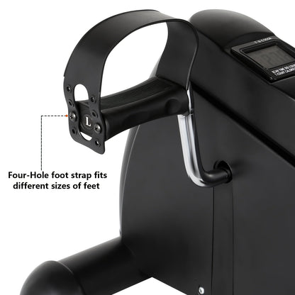 Pédalier d'appartement sous bureau avec écran LCD – Mini vélo pour exercices des bras et des jambes, appareil de sport à faible impact avec résistance réglable pour bureau à domicile, noir