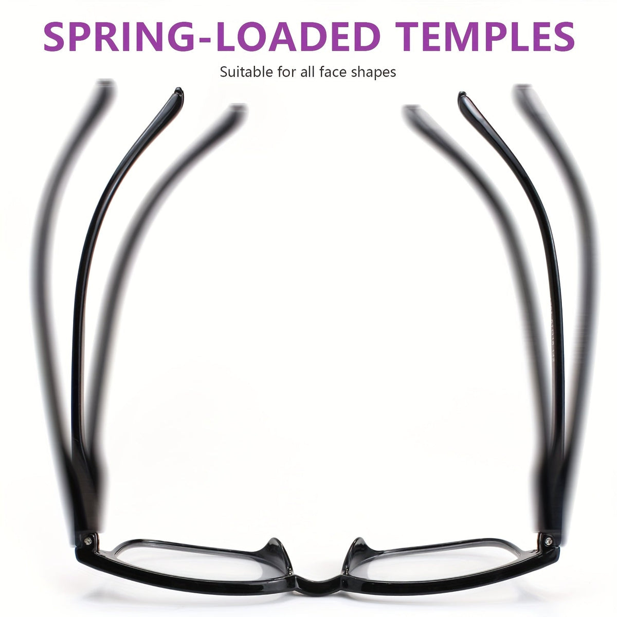 Lunettes de lecture monture rectangulaire avec charnières à ressort – Verres en polycarbonate légers, grossissement de +1,0 à +3,5, lunettes unisexes pour hommes et femmes – Idéales pour l'ordinateur, la lecture et un usage quotidien