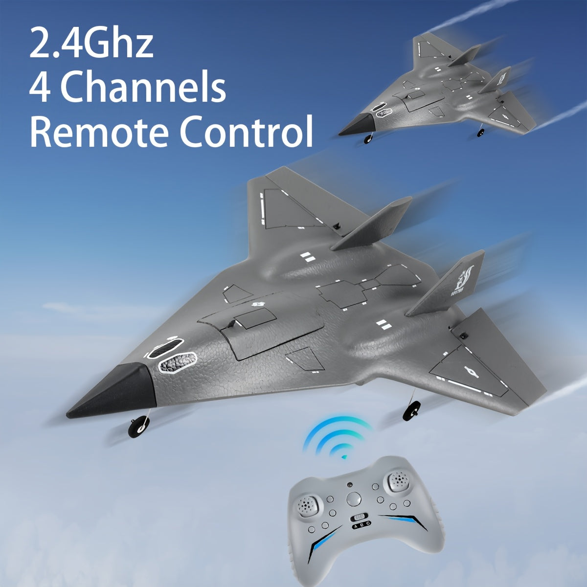 Avion radiocommandé 4 canaux 2,4 GHz pour débutants - Avion à turbine FX9672 avec moteur puissant, corps en mousse EPP, rechargeable par USB, portée de 120 m | Jouet volant pour intérieur et extérieur, cadeau pour garçons et adultes