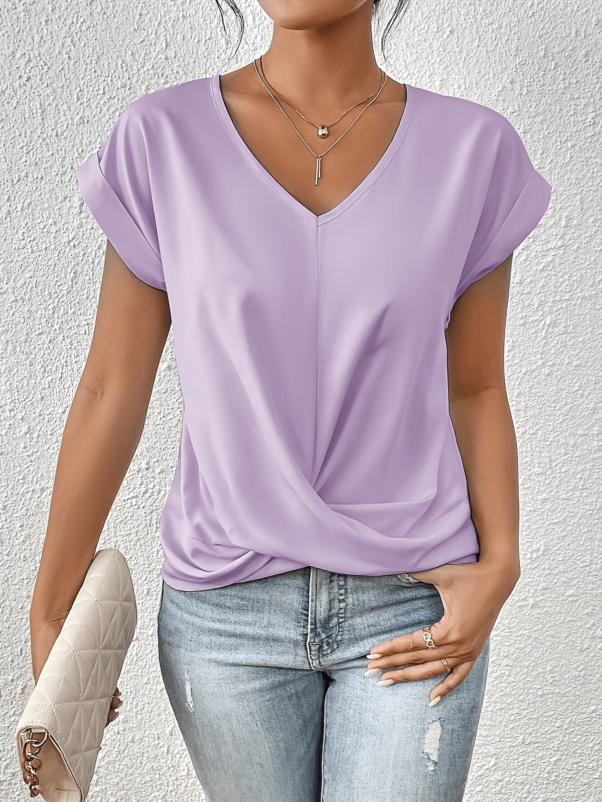 T-shirt à manches courtes pour femme – Haut basique décontracté de couleur unie disponible en 12 coloris, t-shirt doux et confortable pour le printemps et l'été