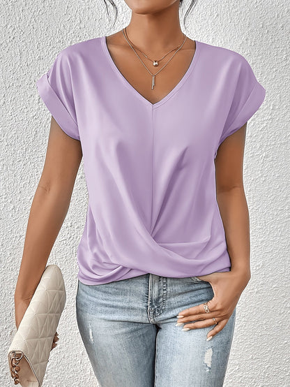 T-shirt à manches courtes pour femme – Haut basique décontracté de couleur unie disponible en 12 coloris, t-shirt doux et confortable pour le printemps et l'été