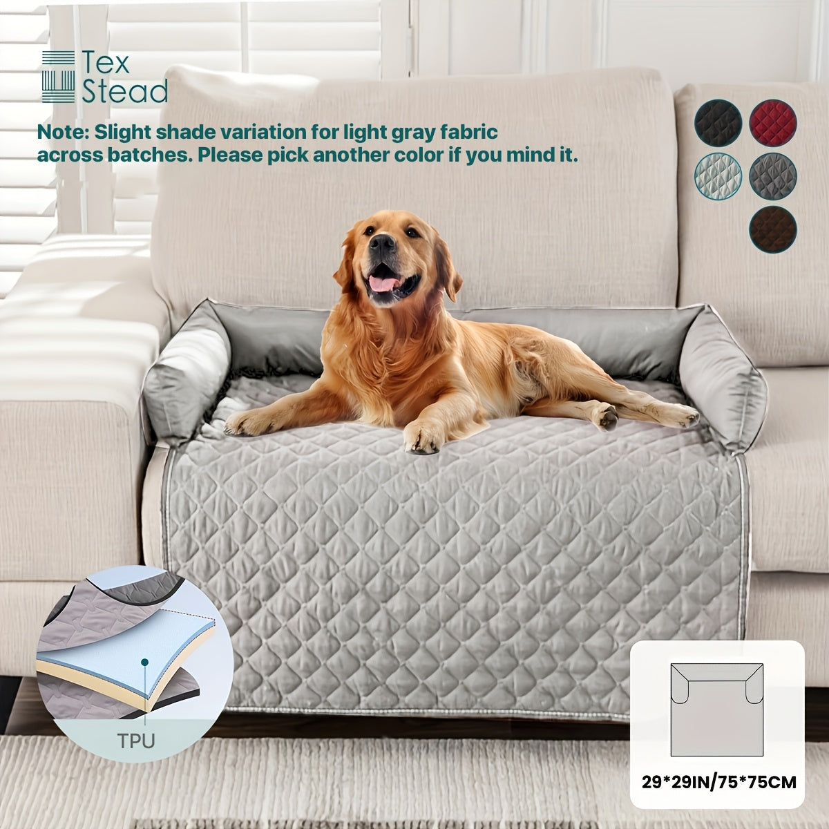 Canapé-lit pour animaux et protection de canapé avec coussins traversins, housse de meuble lavable et antidérapante pour chiens et chats – Housse de canapé douce et confortable pour animaux avec rebords surélevés pour canapé, causeuse et fauteuil