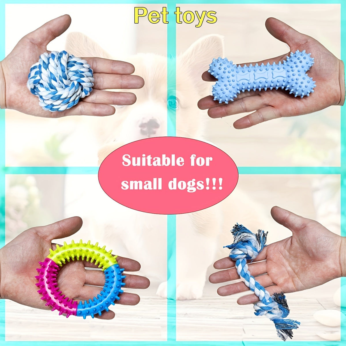 Lot de 8 jouets pour chiens de petite et moyenne taille – Design mignon de races assorties, jouets interactifs aux couleurs vives, jouets couineurs et à mâcher pour la dentition, le dressage et le jeu, styles et couleurs aléatoires