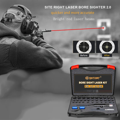 Kit laser de réglage de tir rouge/vert avec 8 ou 32 adaptateurs, universel multi-calibre de 0.17 à 12GA pour fusil, pistolet et fusil de chasse - Outil tactique de mise à zéro d'arme