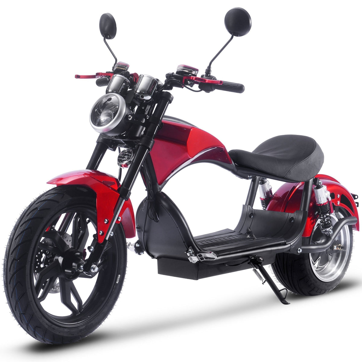Trottinette électrique au lithium MotoTec Raven 60V 2500W – 45 km/h, autonomie de 55 à 80 km, batterie 30Ah, freins hydrauliques, éclairage LED avant et arrière, rétroviseurs et klaxon – Scooter électrique haute performance pour adultes