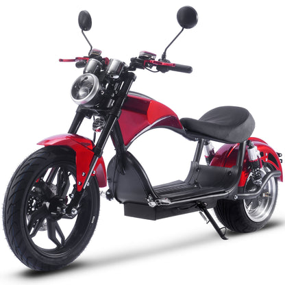 Trottinette électrique au lithium MotoTec Raven 60V 2500W – 45 km/h, autonomie de 55 à 80 km, batterie 30Ah, freins hydrauliques, éclairage LED avant et arrière, rétroviseurs et klaxon – Scooter électrique haute performance pour adultes