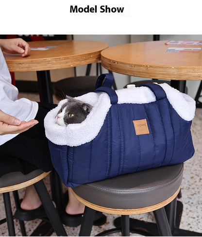 Sac de transport d'hiver pour animaux avec fermeture à pression – Sac fourre-tout chaud et confortable pour petits chiens et chats, idéal pour les activités en extérieur, disponible en marron, noir, beige, rose, vert et bleu
