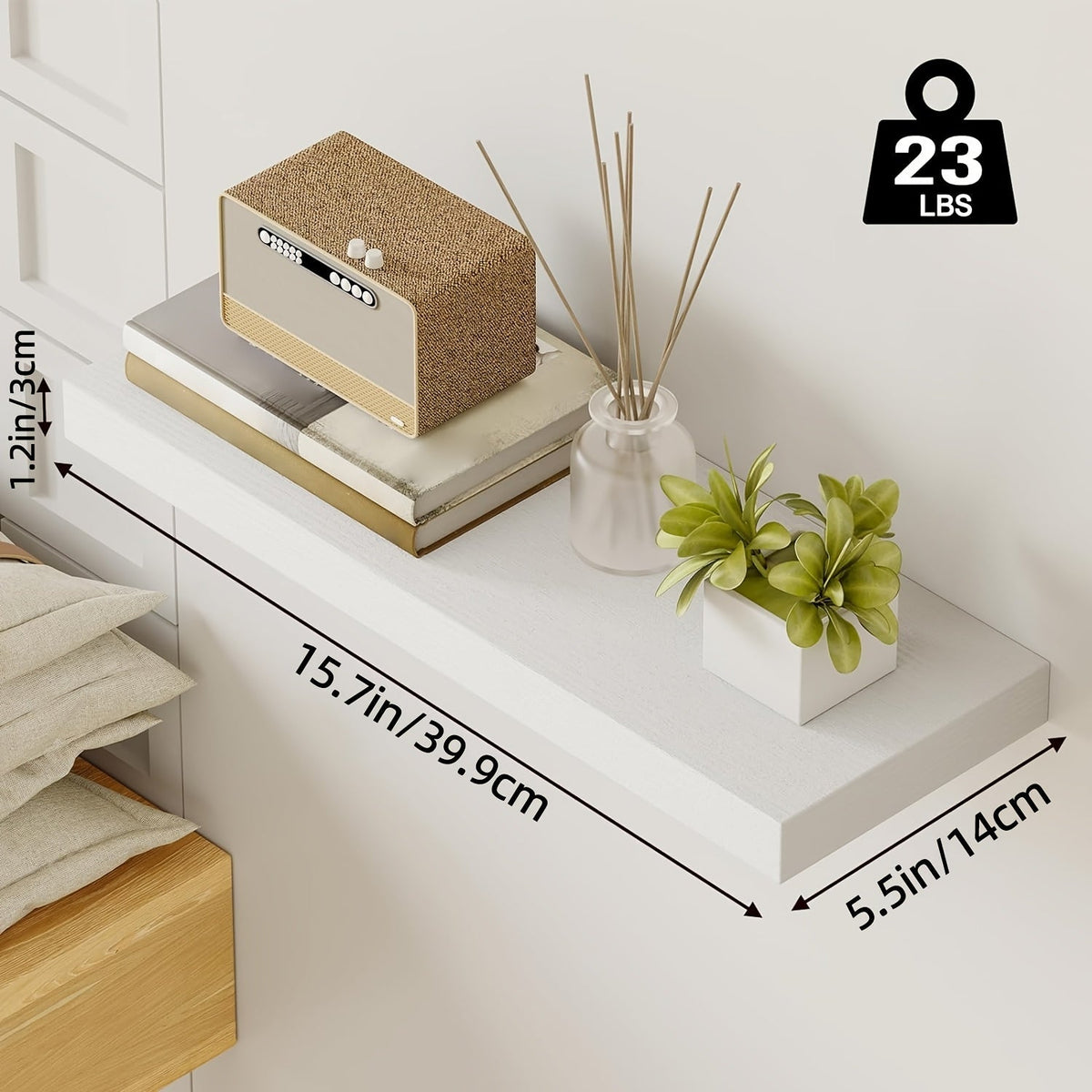 Étagères murales flottantes en bois, lot de 2/4/6, 15,7, 19,7, 22 pouces, étagères murales pour salon, cuisine, salle de bain, chambre, supportant 13,6 kg, noyer, marron, blanc, noir, gris, décoration et rangement maison