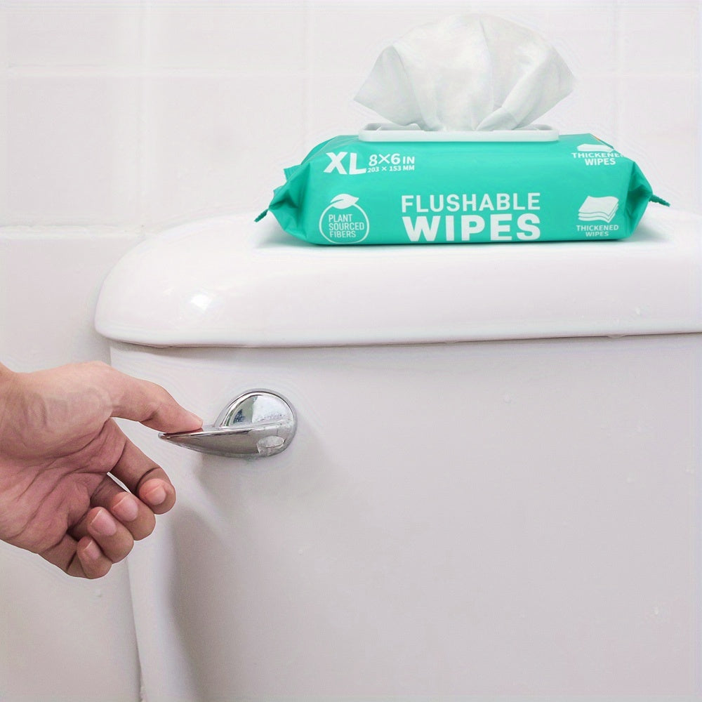 Lingettes humides jetables dans les toilettes, extra larges et épaisses – 144 ou 288 unités (paquet de 3 ou 6 x 48 unités), sans alcool, à base de plantes, compatibles avec les fosses septiques et les égouts, adaptées aux peaux sensibles et aux bébés