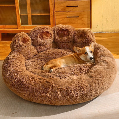 Panier pour animaux en forme de patte d'ours, peluche douce et chaude, lit douillet façon canapé rembourré pour chiens et chats, 6 couleurs : gris, rose, café, tailles M, L, XL, XXL, XXXL, lit d'hiver confortable pour chien et chat