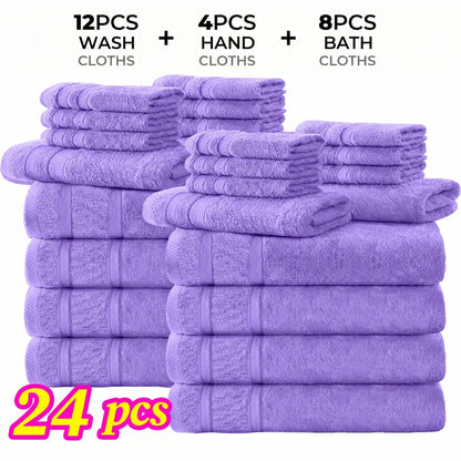 Ensemble de 12 ou 24 débarbouillettes en coton – Qualité hôtel, très absorbantes et à séchage rapide pour salle de bain, spa, salle de sport et maison, gris foncé, bleu, blanc, violet, orange