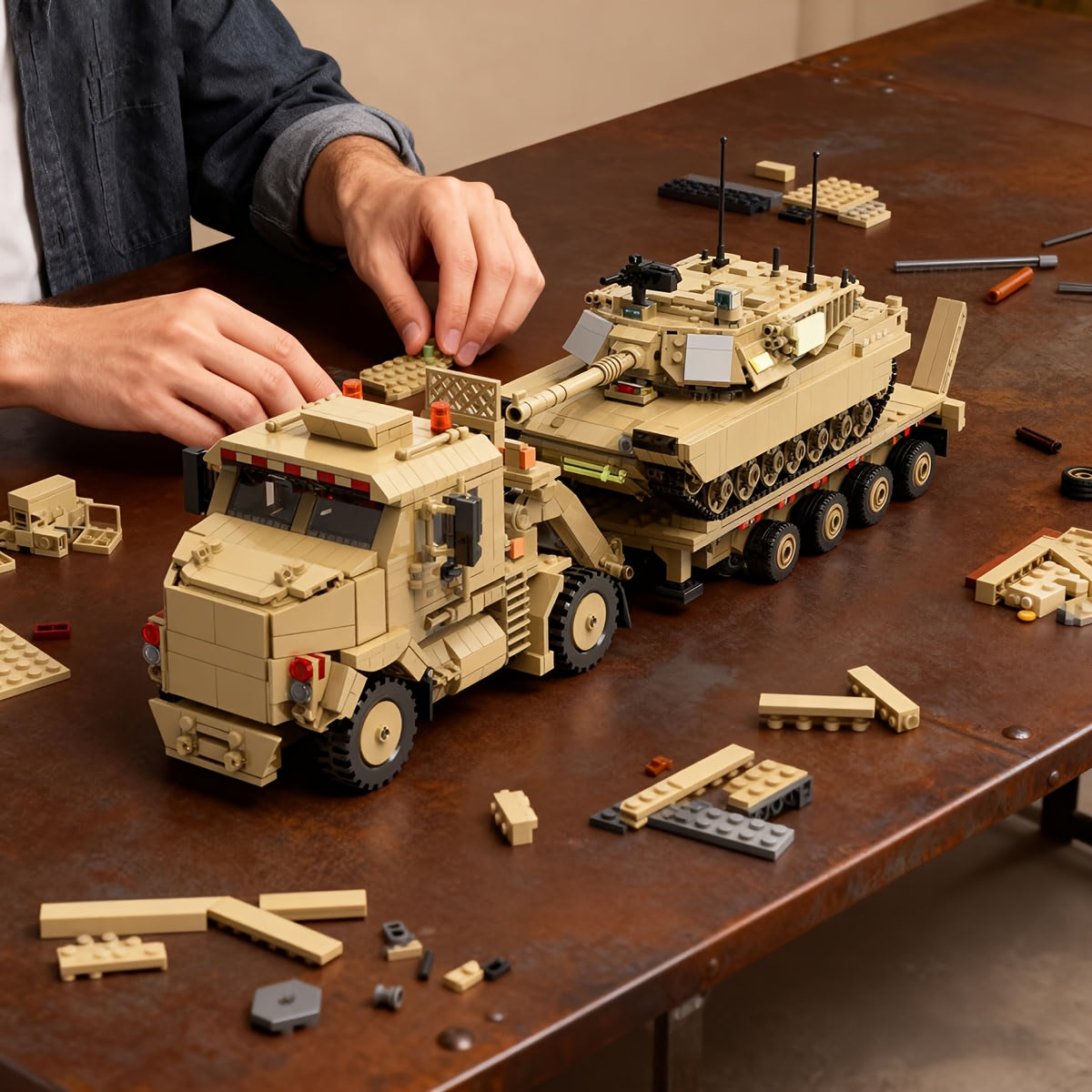 Ensemble de construction de véhicule blindé technique de 3580 pièces 628015 – Modèle de voiture militaire, briques de décoration intérieure, cadeau pour amis, anniversaires, Saint-Valentin et Noël