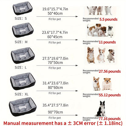 Panier pour chien et chat toutes saisons avec garnissage en coton PP haute résilience – Matelas orthopédique en peluche pour chiens et chats de petite, moyenne et grande taille, 5 tailles, panier apaisant anti-anxiété lavable