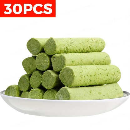 Bâtonnets à mâcher d'herbe à chat lyophilisée – Jouet à mâcher comestible pour le nettoyage des dents et l'élimination des boules de poils, friandises naturelles à l'herbe à chat, 15 ou 30 pièces