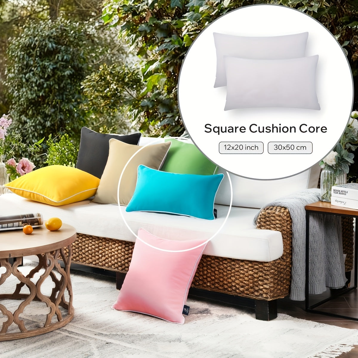 Garnitures de coussin carrées – Rembourrage en fibre neuve hypoallergénique, coussins blancs pour canapé, lit et terrasse, 14 à 20 pouces, lot de 1/2/4, idéal pour la chambre, le salon, le bureau et la décoration extérieure