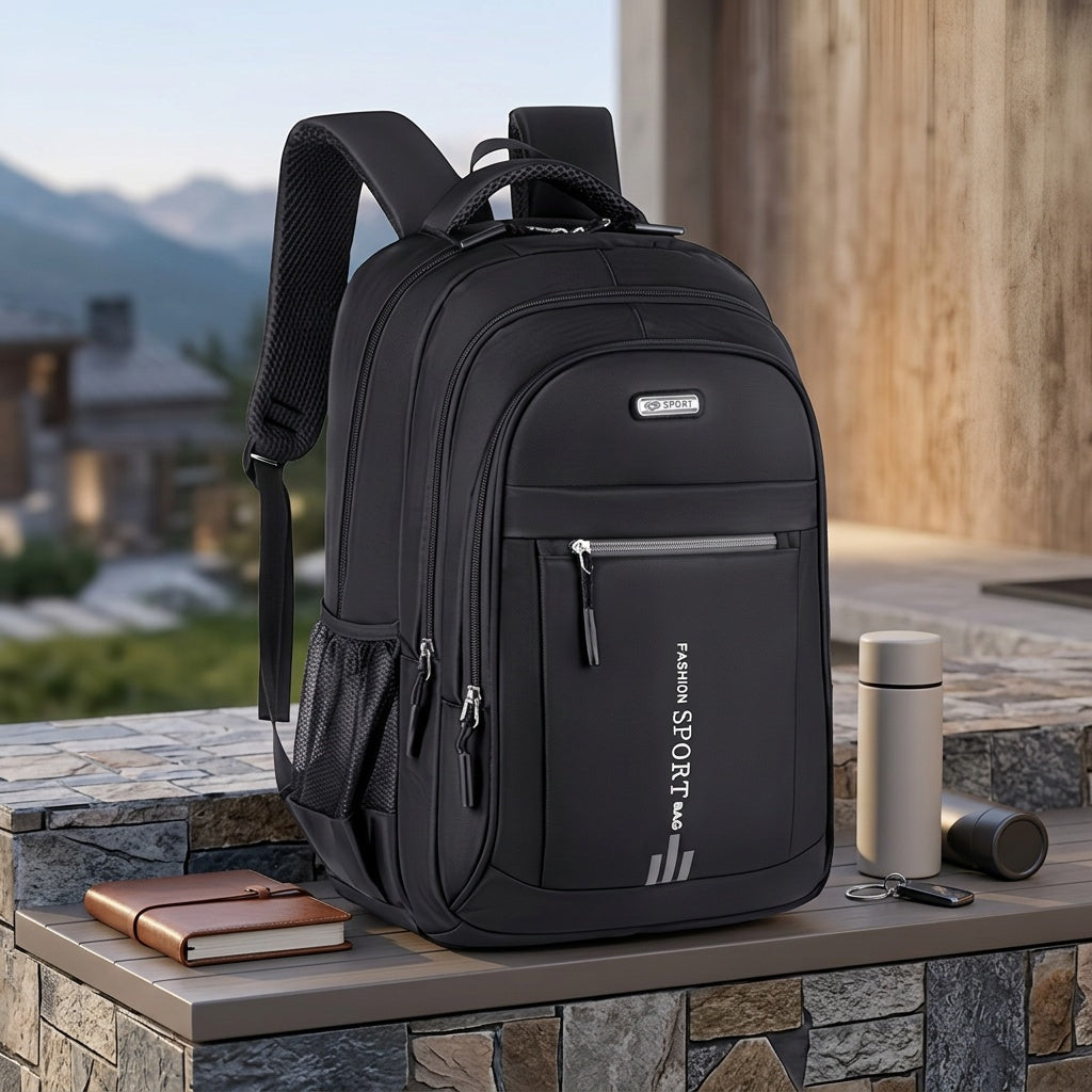 Ensemble de sac à dos de voyage grande capacité pour homme, sacoche pour ordinateur portable en nylon durable à compartiments multiples avec sangles réglables pour les voyages d'affaires et le campus – Combinaison sac à dos et sac à bandoulière