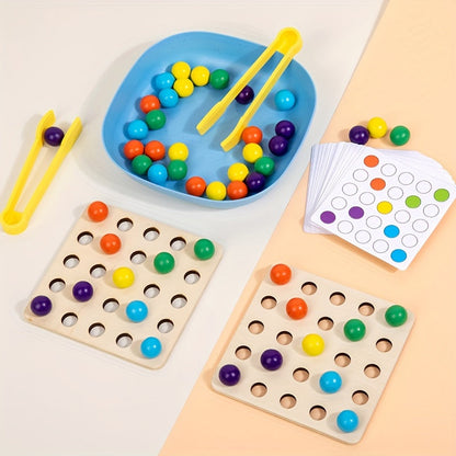 Jeu de compétition de ramassage de perles en bois pour enfants et famille - Jouet éducatif de motricité fine, jeu d'adresse avec baguettes, cadeau amusant pour garçons et filles de 3 ans et plus, cadeau d'Halloween, de Noël ou d'anniversaire