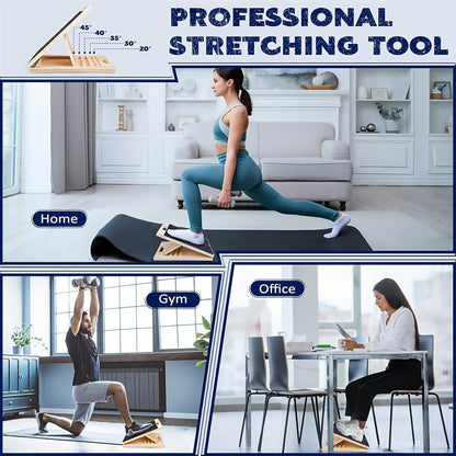 Planche inclinée réglable en bois pour étirement des mollets – Support incliné antidérapant pour squats, mobilité de la cheville et du pied, étirement des talons, kinésithérapie et équilibre