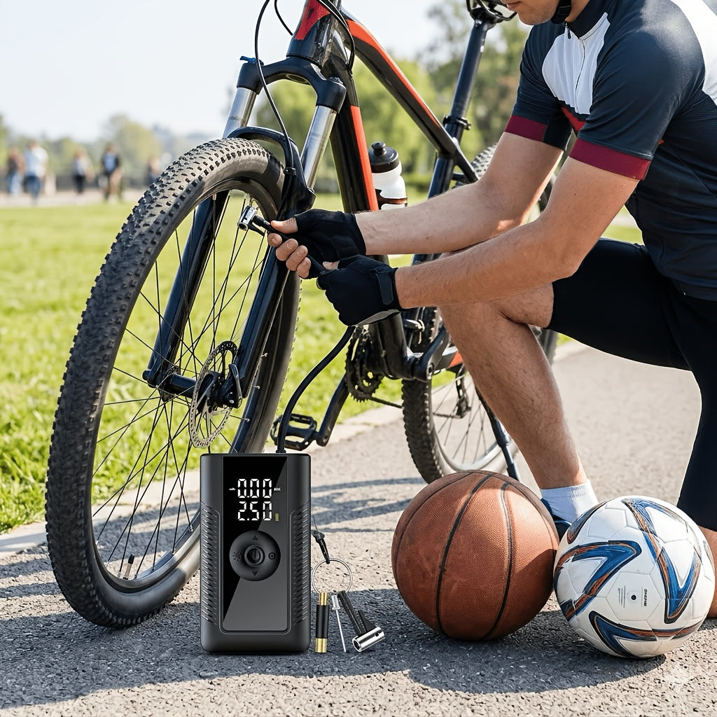 Gonfleur de pneus portable sans fil, compresseur d'air 160 PSI avec manomètre numérique et lampe LED, gonflage 8x plus rapide pour voiture, moto, vélo et ballon - Pompe à air électrique rechargeable