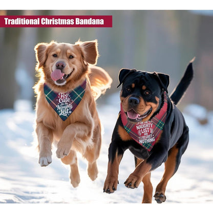 Lot de 2 bandanas de Noël pour chien - Foulards triangulaires réversibles à carreaux verts et rouges pour chiens de taille moyenne à grande, accessoire de costume de fête, cadeau de Noël pour chien et garniture de chaussette de Noël