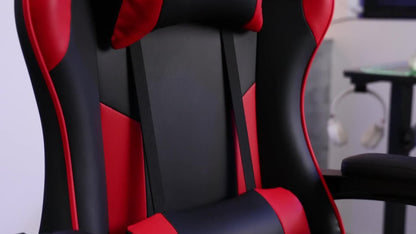 Chaise de gaming ergonomique avec repose-pieds et soutien lombaire – Fauteuil d'ordinateur esport style course, accoudoirs fixes, dossier inclinable réglable, chaise de bureau pour adultes