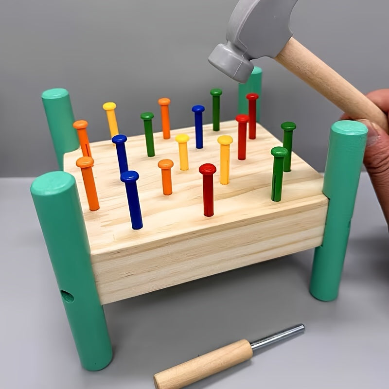 Jouet à marteler pour tout-petits, set de clous à frapper cinq couleurs, reconnaissance des couleurs, coordination œil-main, jouet éducatif STEM interactif parent-enfant, cadeau d'anniversaire ou de Noël pour enfants
