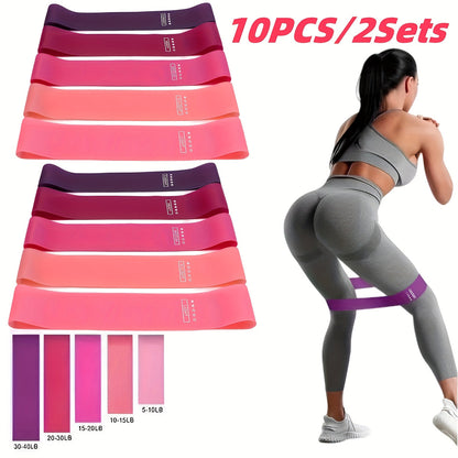 Kit de bandes de résistance 10-11 pièces en TPE pour femmes – Ensemble d'entraînement complet pour yoga, Pilates, gym et musculation, bandes d'exercice robustes pour squats profonds et étirements, rose avec sac de rangement