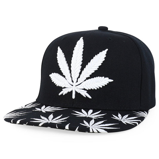 Casquette snapback à visière plate avec broderie 3D feuille de cannabis Rasta – Chapeau Hip Hop Reggae, snapback réglable, taille unique, casquette de baseball streetwear unisexe