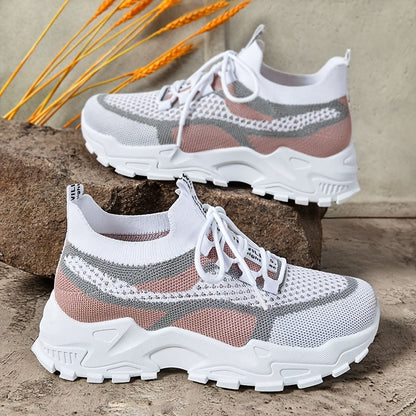 Baskets basses décontractées pour femme avec semelle épaisse en PVC – Tennis légères et respirantes pour la salle de sport, le running et le quotidien | Chaussures de sport pour femme, tailles US 5-10, disponibles en vert, noir, rose et bleu