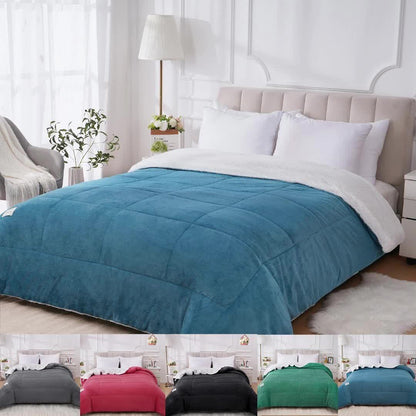 Couette toutes saisons – Douce et épaisse, piquage en damier, couleur unie, ultra-respirante, lavable en machine, pour l'automne, l'hiver et le printemps, tailles simple, double, grand lit et très grand lit