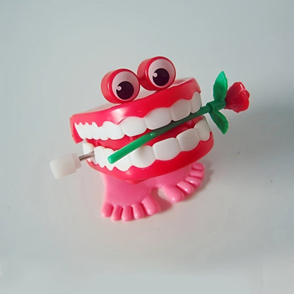 Lot de 5 jouets à remonter « dents marcheuses » avec yeux et pieds rigolos, cadeau fantaisie pour Halloween, Noël ou décoration de bureau – Style et couleur aléatoires