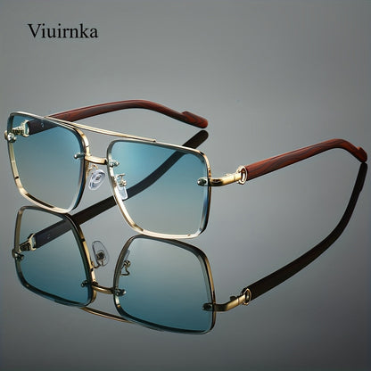 Lunettes de soleil rétro carrées effet bois pour hommes et femmes – Verres dégradés AC anti-UV400, monture légère en polycarbonate, 7 coloris au choix, lunettes de style urbain vintage pour la conduite, les voyages et le quotidien