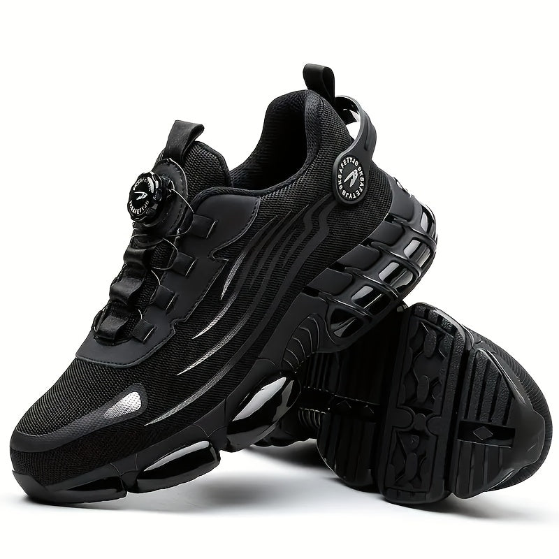 Chaussures de travail respirantes pour hommes – Chaussures de sécurité durables avec bandes réfléchissantes, semelle légère et amortissante pour l'industrie, la construction et un usage quotidien, disponibles en noir et gris, tailles US 6 à 11