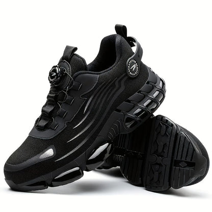 Chaussures de travail respirantes pour hommes – Chaussures de sécurité durables avec bandes réfléchissantes, semelle légère et amortissante pour l'industrie, la construction et un usage quotidien, disponibles en noir et gris, tailles US 6 à 11