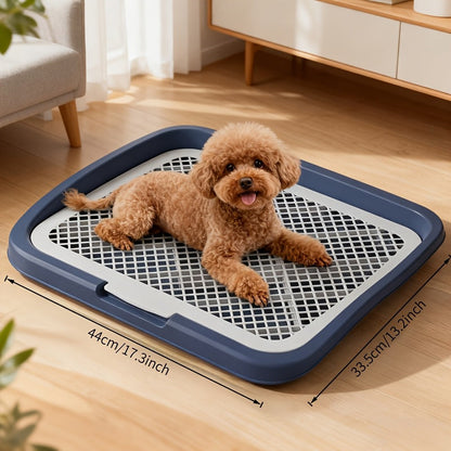 Bac à litière étanche pour chien, toilettes d'intérieur pour chiot avec grille amovible, support de tapis de propreté lavable pour l'apprentissage des chiots en appartement, station sanitaire pour petits et moyens chiens