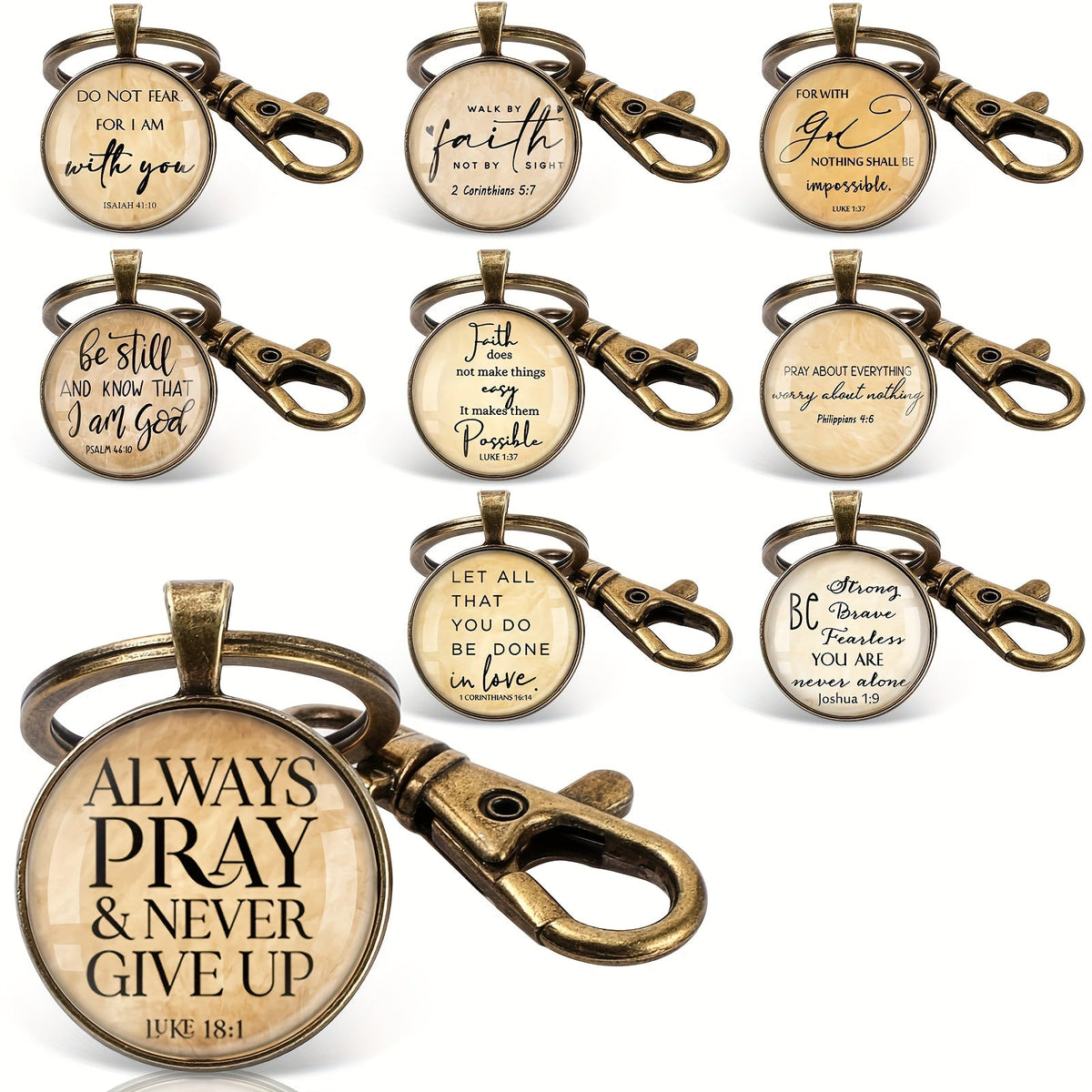 Lot de 18 porte-clés chrétiens en gros – Versets bibliques, citations inspirantes et porte-clés religieux, cadeaux basés sur la foi pour l'école du dimanche, pasteurs, événements religieux et baptêmes