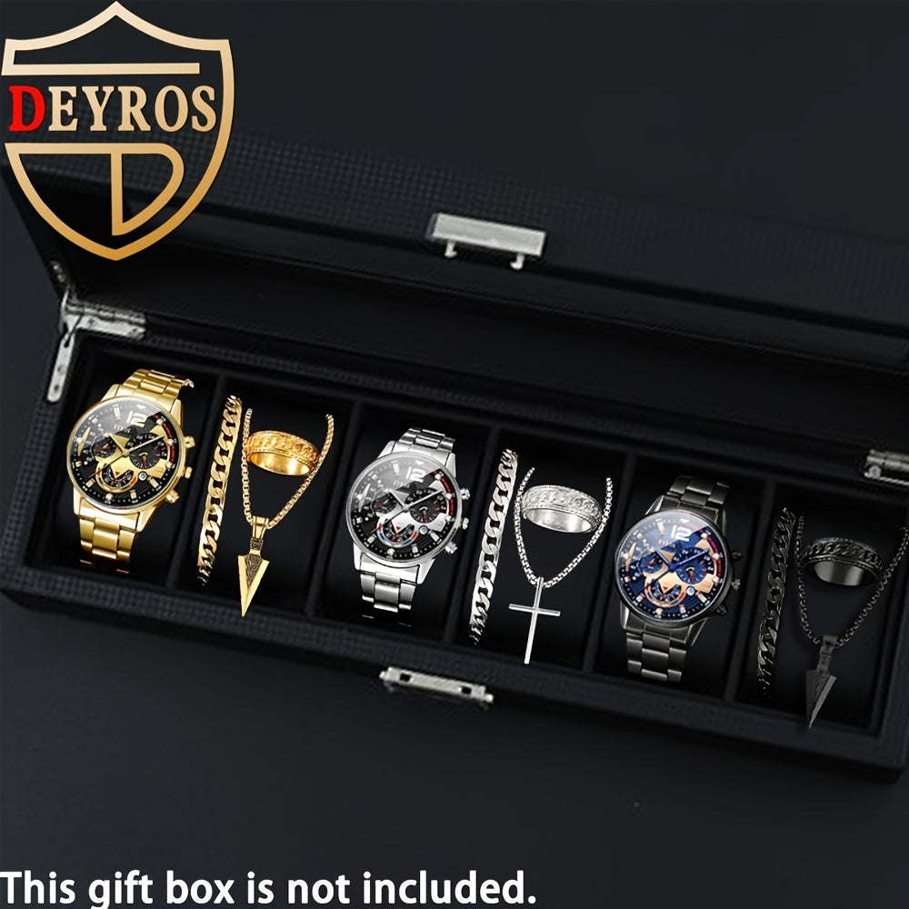 Coffret cadeau 12 pièces pour homme : montre et bijoux hip-hop – 3 montres analogiques à quartz + ensemble de 9 pièces comprenant bracelets, colliers et bagues, cadeau idéal pour Noël et les anniversaires