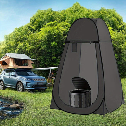 Toilettes de camping portables et tente d'intimité – Tente WC escamotable pour adultes avec 12 sacs, piquets de sol, cordes coupe-vent et tapis isolant, toilettes pliables pour le camping, les voyages et la randonnée