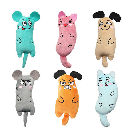 Jouet en peluche interactif pour chat, jouet à mâcher pour le nettoyage des dents, jouet pour chat et petite race, sans pile, couleur aléatoire, style herbe à chat douce