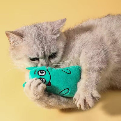 Jouet en peluche interactif pour chat, jouet à mâcher pour le nettoyage des dents, jouet pour chat et petite race, sans pile, couleur aléatoire, style herbe à chat douce