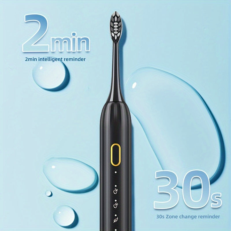 Sonic Electric Toothbrush IPX8 Waterproof USB Rechargeable with 5 Replacement Brush Heads Smart Timer Metal Shaft for Adults Men Women Couple Style Rechargeable Oral Care